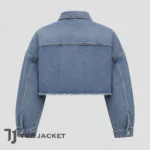Men’s Crop Denim Jacket, Vintage Blue Jean Trucker Jacket, Oversized Raw Hem Coat, Festival Y2K Streetwear Fashion
