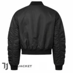 Mens Cropped Bomber Jacket Black, MA1 Flight Jacket, Lightweight Nylon Jacket, Military Streetwear Coat, Y2K Short Bomber