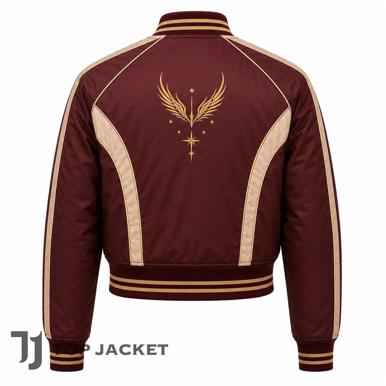 Men’s Embroidered Cropped Jacket, Burgundy Retro Bomber, Colorblock Varsity Racing Jacket, Vintage Streetwear Party Coat
