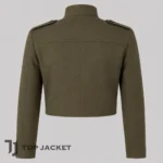 Mens Military Crop Jacket, Olive Green Utility Jacket, Cropped Army Coat, High Collar Pocket Jacket, Modern Streetwear