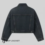 Men’s Oversized Cropped Denim Jacket, Dark Wash Trucker Jean Jacket, Boxy Fit Streetwear Coat, Retro Y2K Fashion