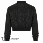 Men’s Sequin Bomber Jacket, Black Cropped Glitter Party Coat, Disco Rave Festival Outfit