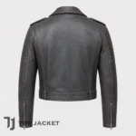 Men’s Vintage Black Leather Biker Jacket, Cropped Distressed Moto Coat, Motorcycle Jacket, Punk Gothic Rocker Streetwear