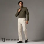 Olive Green Crop Jacket Men, Military Inspired Jacket, Mens Short Army Coat, Utility Pocket High Collar Jacket