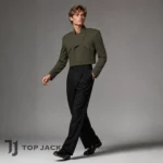 Olive Green Cropped Jacket for Men, Military Inspired Short Coat, High Collar Structured Utility Jacket