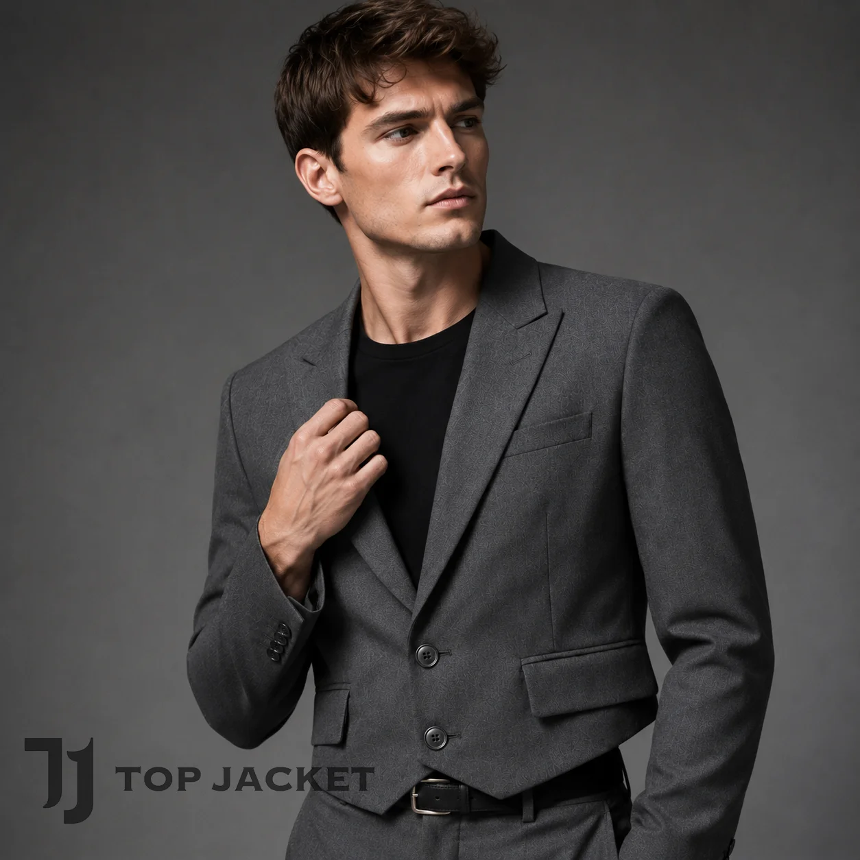 Men's Avant Garde Cropped Blazer, Dark Gray Short Suit Jacket, Designer Style Formalwear, Groom Wedding Prom Outfit Men's Avant Garde Cropped Blazer, Dark Gray Short Suit Jacket, Designer Style Formalwear, Groom Wedding Prom Outfit