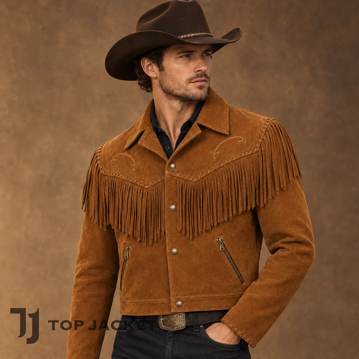 Men’s Western Fringe Jacket, Brown Suede Cropped Cowboy Jacket, Vintage Rodeo Coat, Country Concert Western Wear Men’s Western Fringe Jacket, Brown Suede Cropped Cowboy Jacket, Vintage Rodeo Coat, Country Concert Western Wear