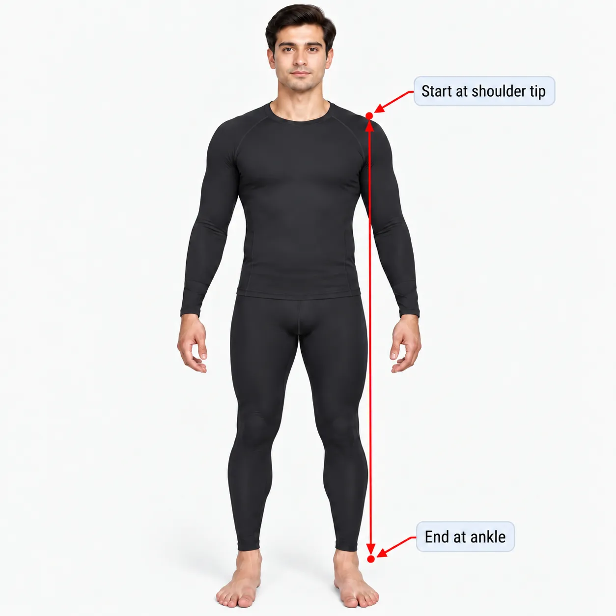 How to measure shoulder to ankle length