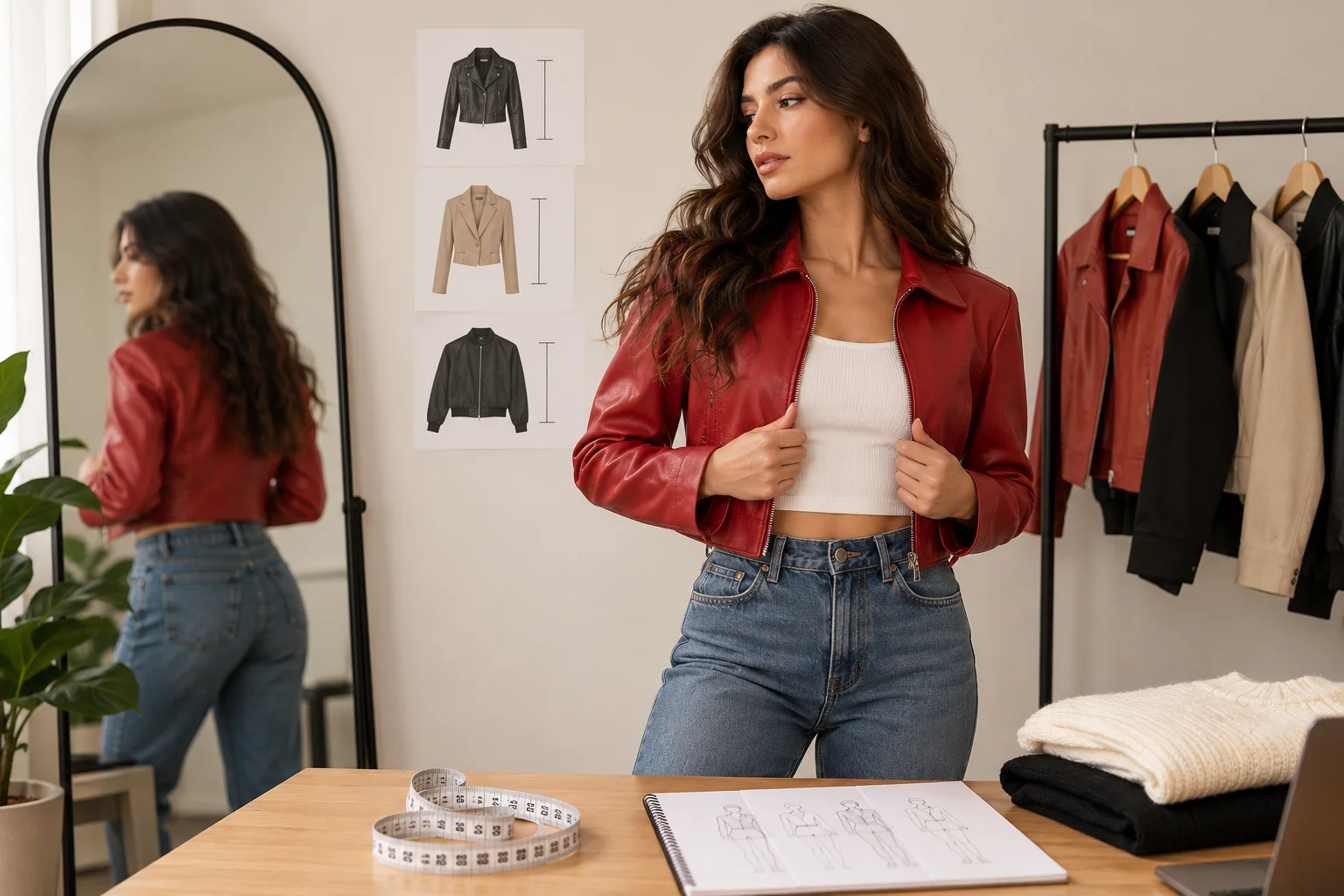 Fashion Styling Studio Cropped Jacket Try-On Scene
