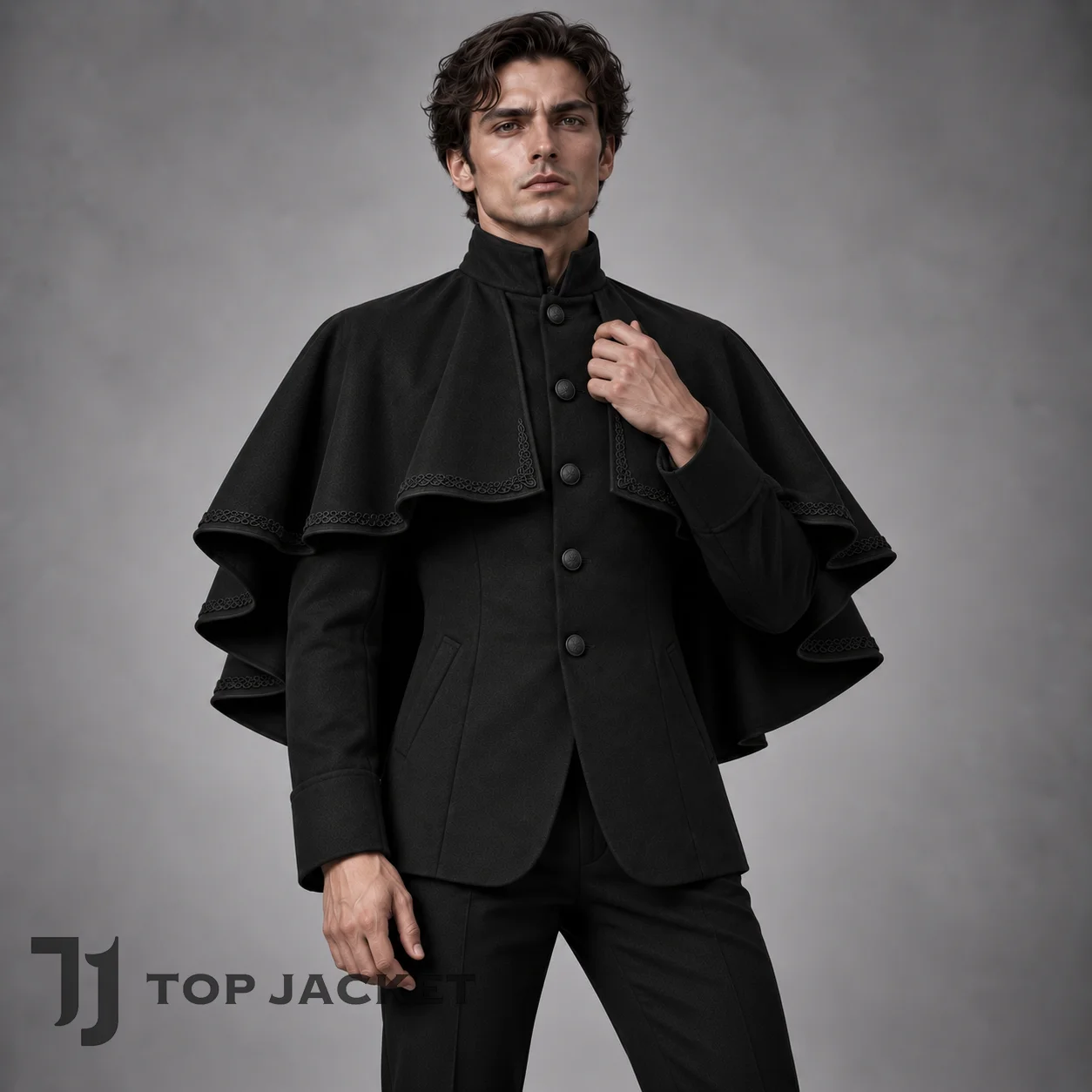 Victorian Gothic Cape Coat for Men, Black Vampire Jacket, Medieval Fantasy Clothing, Steampunk Gentleman Costume, Gothic Fashion Victorian Gothic Cape Coat for Men, Black Vampire Jacket, Medieval Fantasy Clothing, Steampunk Gentleman Costume, Gothic Fashion